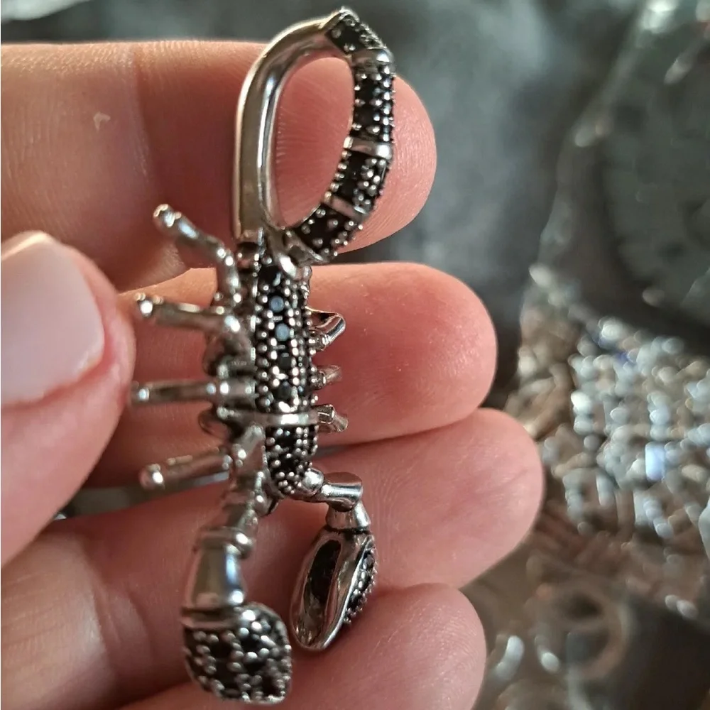 Anthro Men’s Pendant Scorpion Black Fashion Jewelry 925 Sterling Silver Rebel